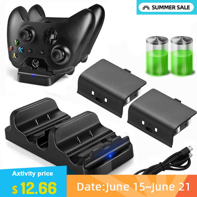 Fast Charger for XBOX ONE Controller Dual Charging Dock Charger + 2pcs Rechargeable XBOX ONE Controller Battery Stander